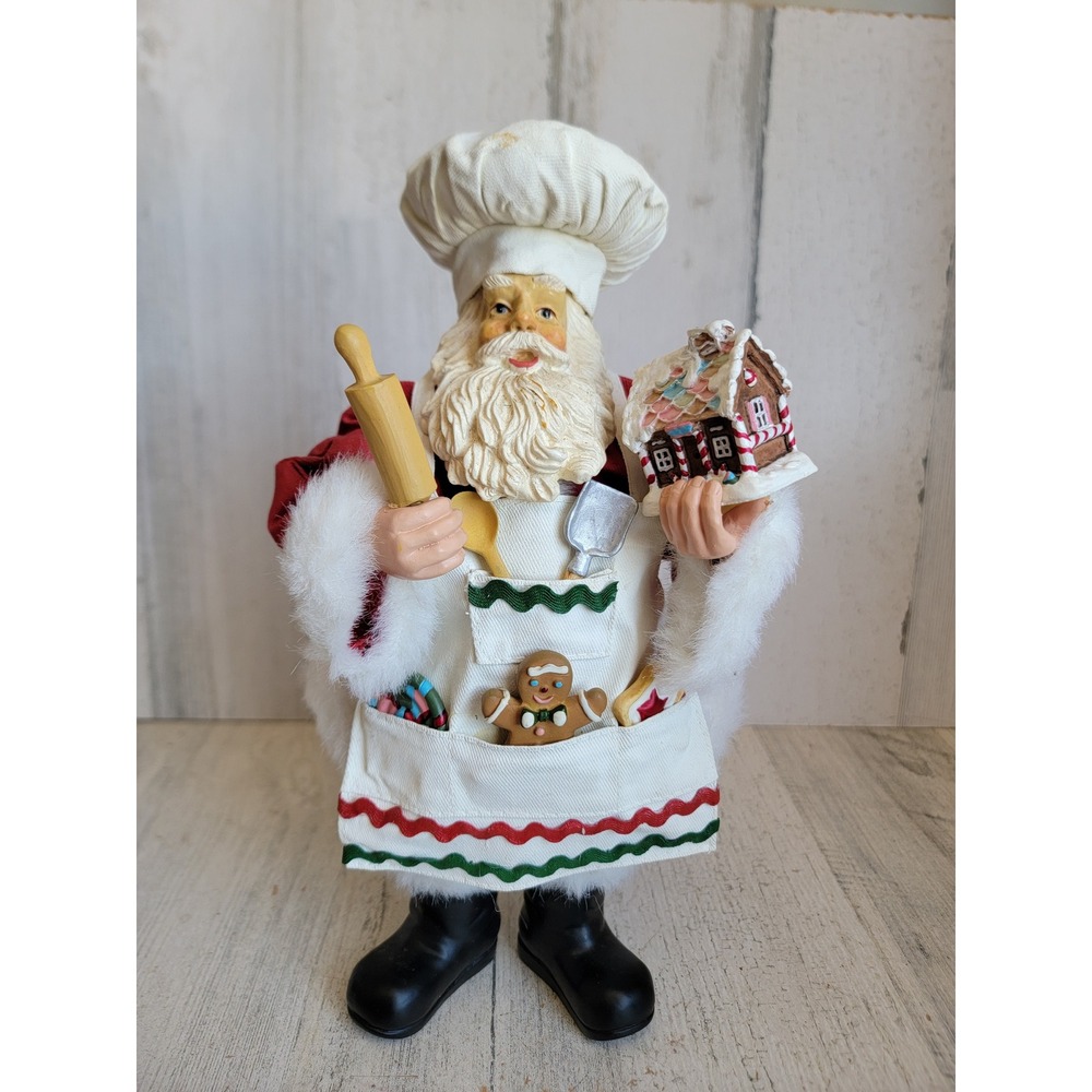 Vintage clothtique Santa Claus Baker gingerbread house Xmas unique Home